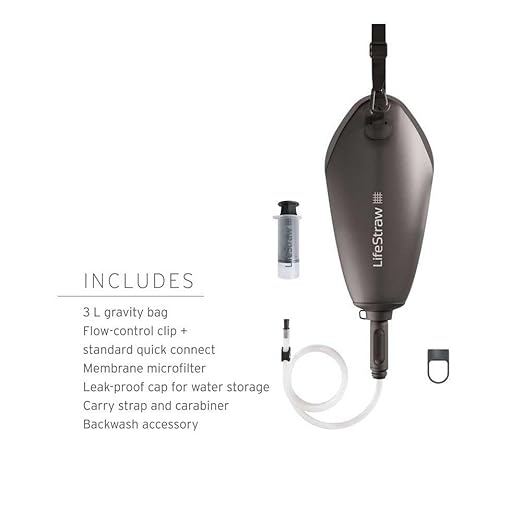 LifeStraw Peak Series - Compact Gravity Water Filter System - 3L for Backpacking, Group Camping, Hiking and Travel, Dark Mountain Gray