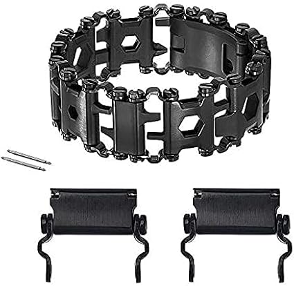 Stainless Multitools Bracelet for Men, Transform into Watch Band, 29 in 1 Survival Hiking Camping Travel Friendly Multitools Wearable Bracelet with 22mm Connectors