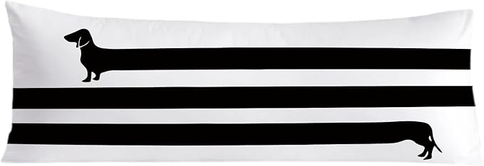 Funny Black Dachshund 20x54 Body Pillow Cover, Gifts for Dachshund Lovers, Weiner Dog Gifts, Weiner Dog Decorative Long Body Pillow Cases for Bed Couch