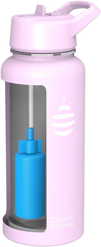 Clearly Filtered Water Bottle | Removes 220+ Contaminants, Double-Wall Insulated Stainless Steel, BPA/BPS Free, Phthalate Free, Filters Flouride Lead Chlorine (32oz, Lilac)