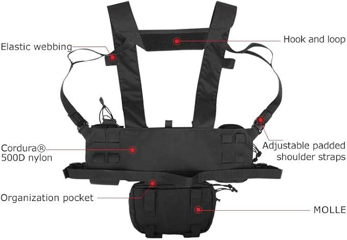 Tactical Chest Mini Rig 1000D Quick Release Multifunctional Tactical Vest Outdoor with Multi-Pockets