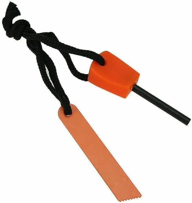 Fire Starter Flint Steel Striker Survival Kit, Ferro Rod Outdoor Camping Tool, Orange and Black, 10 Pack