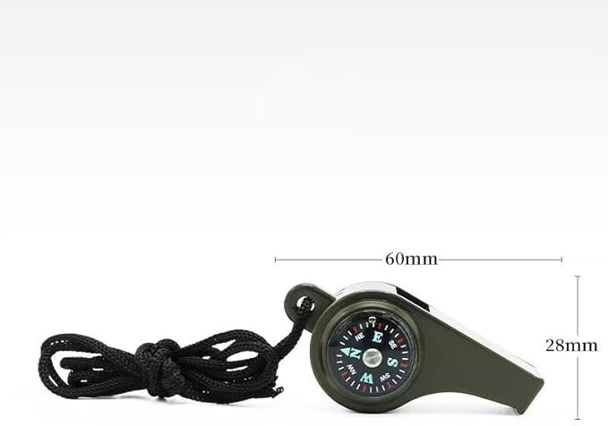 Generic 2-in-1 Emergency Survival Whistle with Compass, Military Green, Outdoor Camping Hiking Gear (2 Pack)