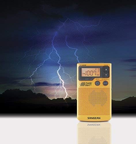 Sangean DT-400W Weather Alert Pocket Radio, AM/FM, Yellow