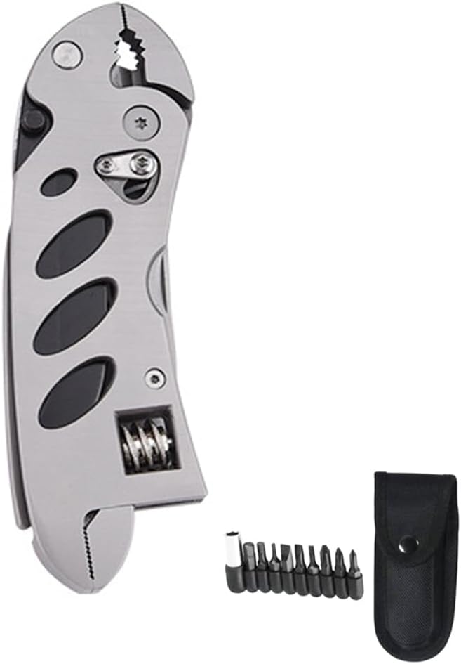 Multitool Wrench With 7 Tools/Pliers/Wire Cutter/Flat Screwdriver/Phillips Screwdriver, Portable Adjustable Pocket Folding Multi Tool Plier Multipurpose Tool (Silver)