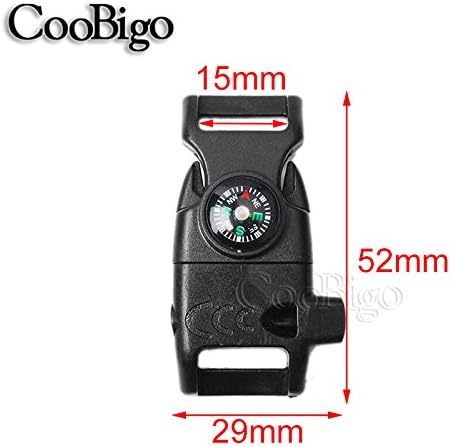 Paracord Buckle with Whistle Compass, Side Release Plastic Buckles for Paracord Bracelet