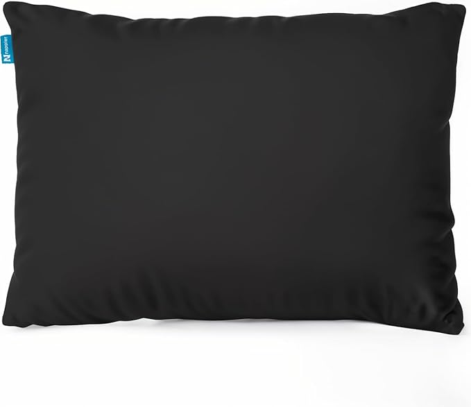 Nappler Black Small Shredded Memory Foam Pillow for Travel and Camping - Compressible Medium Firm Bed Pillow, Breathable Cover, Machine Washable, Backpacking, Airplane and Car