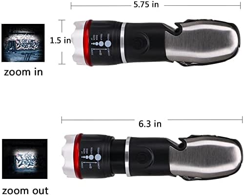 Multi Tool LED Flashlight All In One Tool Light Tactical Torch for Cars Emergency Camping with Glass Breaker and Seat belt Cutter(Black)