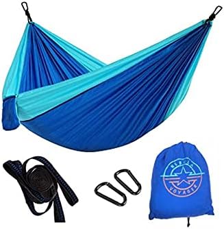 Nebula Voyager - Hammock Camping - Portable Hammock with 2 Hanging Straps for Backpacking - Outdoor and Indoor Durable Single Person Hammock - Beach, Travel, Hiking, Camping, Royal Blue and Sky Blue