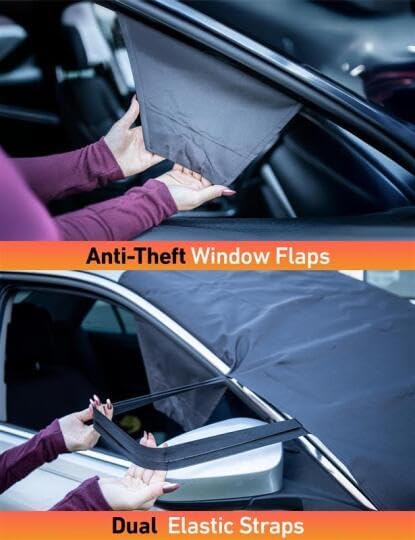 EcoNour Car Snow Cover Compatible for Mazda MX-5 | Windshield Cover for Ice and Snow with S-Hook Straps | Heavy-Duty 600D Oxford Winter Car Cover, Waterproof & Anti-Slip