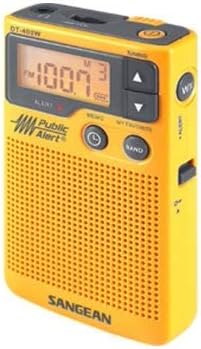 Sangean DT-400W Weather Alert Pocket Radio, AM/FM, Yellow