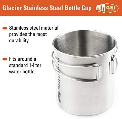 GSI Outdoors Glacier Stainless Steel Bottle Cup I Lightweight Cup or Pot for Travel, Camping and Backpacking - 20 oz