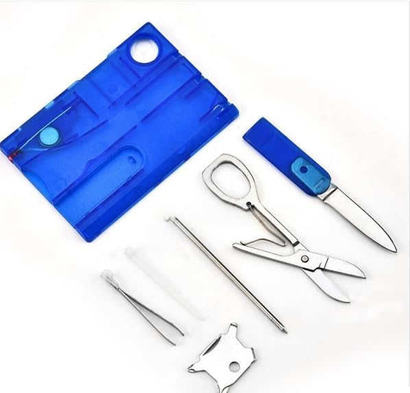 12-in-1 Credit Card Multi Tool, Pocket Survival Gear, Tool Gear Multitools and Accessories，Outdoor Barbecue Camping Tool Hiking Magnifier Tool,Multitools and Accessories (Red)