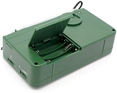Emergency Radio with Solar and Hand Crank Self Powered, Battery USB Recharging FM/AM Radio LED Flashlight Cell Phone Charger(Green)