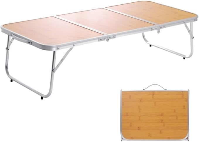 Moosinily Mini Small Camping Table 3FT Folding Picnic Table Foldable Low Camp Table Portable Short Aluminum Outdoor Short Floor Beach BBQ Yellow 35.2×15.7 inch