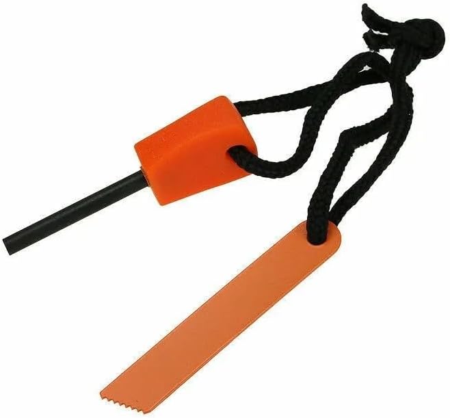 Fire Starter Flint Steel Striker Survival Kit, Ferro Rod Outdoor Camping Tool, Orange and Black, 10 Pack