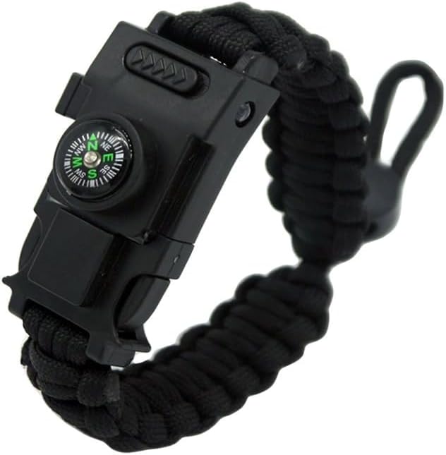 Outdoor Survival Wristband – Tactical Paracord Band with LED Light, Compass, Fire Starter, Whistle & Multitool for Camping, Hiking, and Emergency EDC