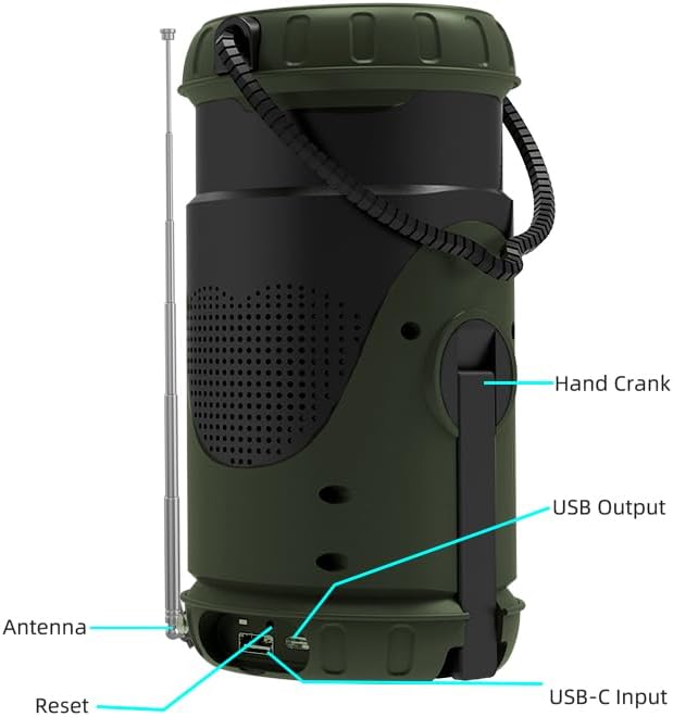 Kaito KL101 Emergency Camping Lantern & Flashlight, Hand Crank & Solar Powered, 5000mAh Rechargeable Battery, AM/FM/Weather Radio, Waterproof, SOS Alarm, USB Charging