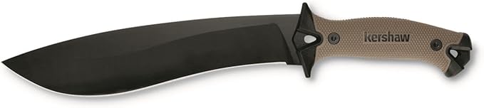 Kershaw Camp 10 - Tan Machete, Fixed Blade Knife, 10-in. 65Mn Carbon Steel Blade Includes Sheath, Camp Series Machete, Outdoor and Survival Tool