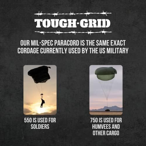 TOUGH-GRID 750 Paracord Military Grade Nylon Rope - Type IV Mil-Spec Made in USA - Tactical Survival Cord