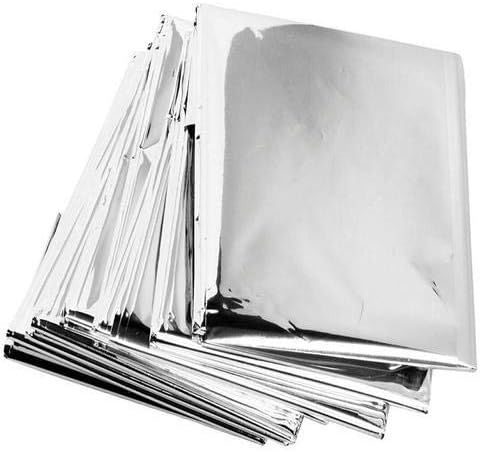 ASA TECHMED Emergency Mylar Thermal Blanket, Foil Rescue Space Blanket - Silver - Designed for NASA, Outdoors, Survival, Hiking, Natural Disasters, First Aid, Marathons (10)