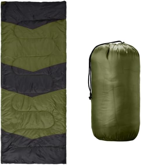 Lightweight Sleeping Bag for Backpacking, Hiking, Waterproof Compact Envelope Sleeping Bag for Cold & Warm Weather, Green