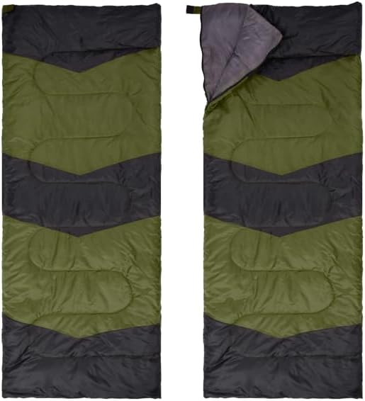 Lightweight Sleeping Bag for Backpacking, Hiking, Waterproof Compact Envelope Sleeping Bag for Cold & Warm Weather, Green