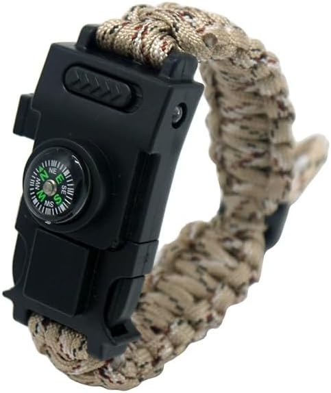 Outdoor Survival Wristband – Tactical Paracord Band with LED Light, Compass, Fire Starter, Whistle & Multitool for Camping, Hiking, and Emergency EDC