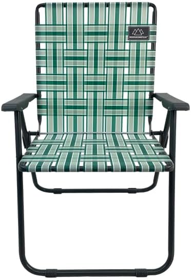MOUNTAIN SUMMIT GEAR Retro Webbed Camping Chair - Lightweight, Foldable, Durable Steel Frame, 300lb Capacity, Vintage Stripes by Caddis Sports (2, Sage Green)