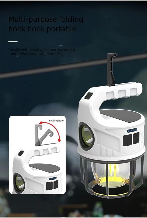 LED Camping Lantern, 500LM Rechargeable Electric Lantern for Outdoor Recreation | Solar & USB Powered Tent Light with Power Bank | IPX4 Waterproof Survival Gear for Camping, Hiking, & Home Emergency