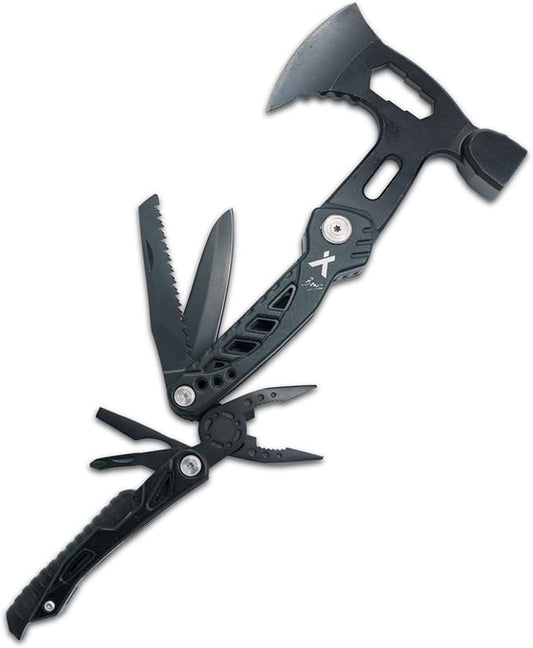 Bear Grylls Axe Multitool Hammer - With Knife, Bottle Opener, Hatchet, Nylon Sheath, Saw, Screwdriver, Whistle - Tactical For Camping, Survival, Hiking, Portable and Lightweight - Black