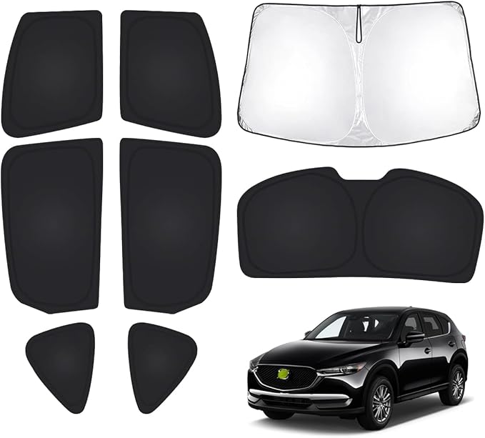 T TGBROS Windshield Sun Shade for Mazda CX-5 2017-2025 2026 Car Window Shades Thicken UV Block and Blackout Privacy Foldable Sunshades 7PCS Accessories Keep Cool Sun Visor Covers
