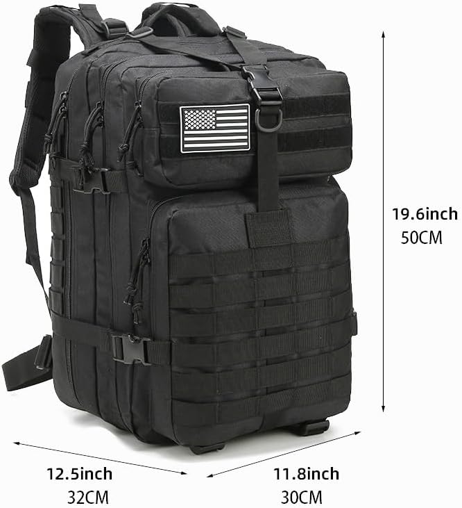 Tactical Backpack for Men, 45L Military Gym Backpacks, Large 3-Day Assault Pack Bug Out Bag MOLLE Daypack for Rucking Fishing Camping (Red)
