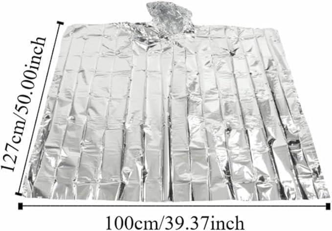 Emergency Blanket - Water Proof Aluminum Film Thermal Insulation for Outdoor Survival, Camping & Hiking - Compact & Lightweight (127x100cm)‌