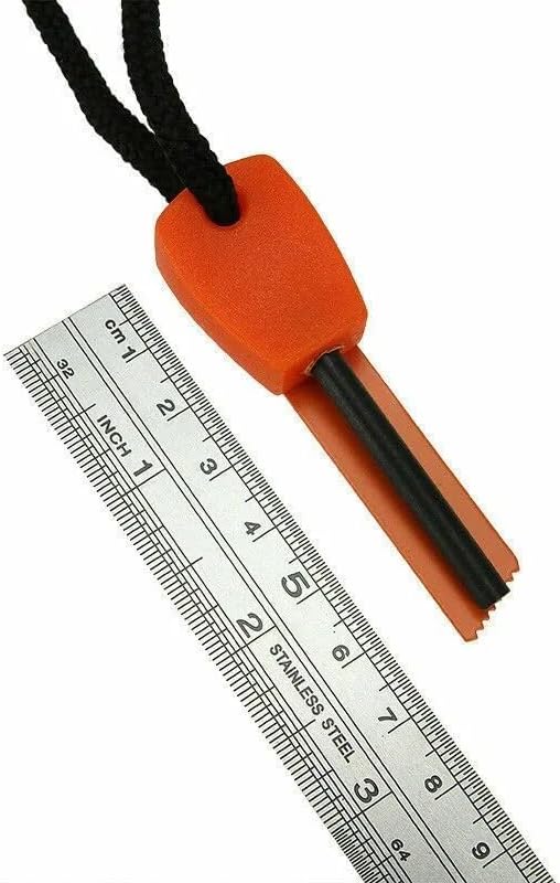 Fire Starter Flint Steel Striker Survival Kit, Ferro Rod Outdoor Camping Tool, Orange and Black, 10 Pack