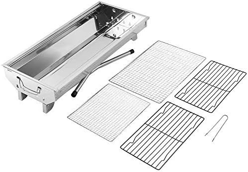 Barbecue Charcoal Grill Stainless Steel Folding Portable BBQ Tool Kits for Outdoor Cooking Camping Hiking Picnics Tailgating Backpacking or Any Outdoor Event (Large)