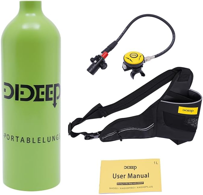 1L Mini Scuba Tank Underwater Dive, Portable Lung Diving Tank, Underwater Breathing Device Kit, Refillable Oxygen Cylinders for Emergency Rescue Underwater Exploration