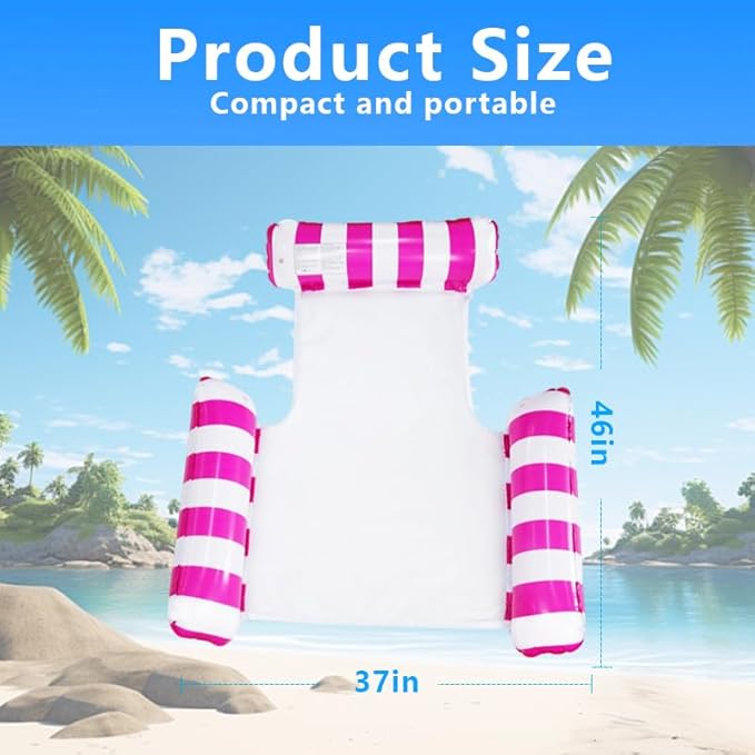 Pool Floats Adult, 4-in-1 Inflatable Water Hammock, 3 Tubes Inflatable Hammock for Adults, Portable Floating Chair Bed, Pool Floaties Toys for Adults Vacation Fun and Rest, Free Inflatable Pump
