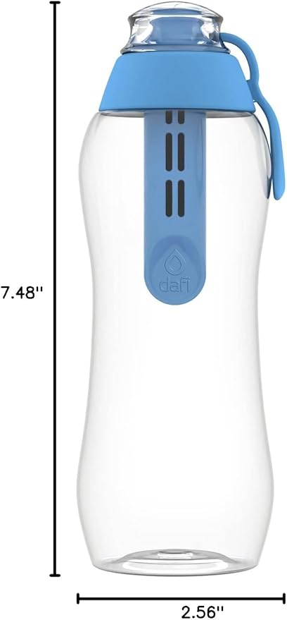 Dafi Sport Water Bottle with Filter Blue 0.3L – BPA-Free Reusable Bottle with Activated Carbon Filter – Removes Chlorine Taste & Odor – Perfect for Active Lifestyle Travel Gym Work – Made in Europe