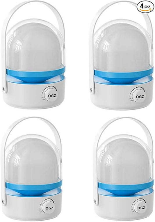 LED Lanterns for Power Outages 4Pack, Dimmable Rechargeable Battery Operated Lights, Portable Outdoor Camping Lights for Hiking Emergency Survival (Blue-4Pack)