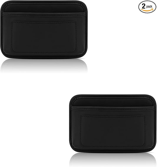 Accmor 2pcs Universal Car Side Pocket Organizer, PU Leather Car Pocket Pouch Cell Phone Sunglasses Holder Organizer Accessories for Car Seat, Door, Window, Console