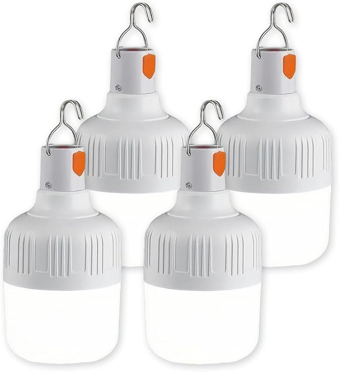 LED Camping Light, 800 lumens, Powered by Rechargeable Batteries, White Portable Pendant Lights, Waterproof (2.2IN-4)