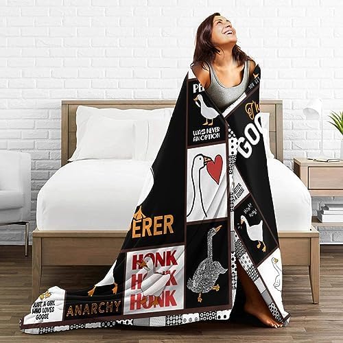 Funny Goose Blanket Soft Cozy Cute Goose Plush Throw Blanket Warm Lightweight Flannel Fleece Bedding Goose Stuff Animal Decor Blanket Gifts for Lover Girls Kids Adults Women 50"x60"