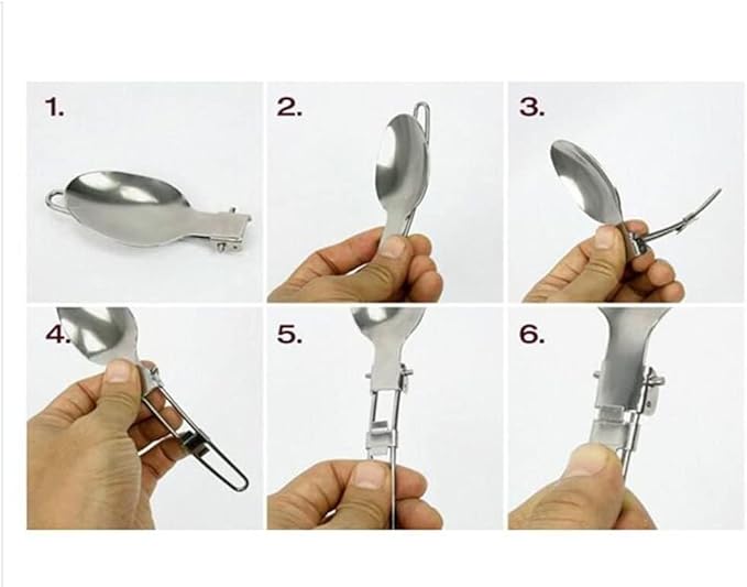 Folding Spoon Fork Knife Set Portable 3 in 1 Folding Dinner Flatware Utensils Stainless Steel Perfect for Camping Picnic Travel Hiking Backpacking