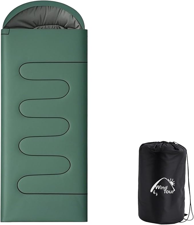 Wind Tour 3 Season Lightweight Waterproof Sleeping Bag Indoor & Outdoor for Hiking Backpacking Camping Traveling