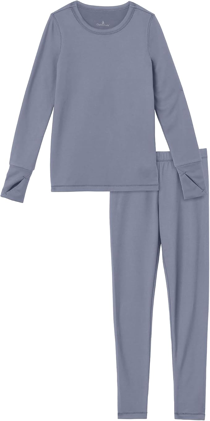 Cuddl Duds Girls Heavyweight Cold Weather Fleece Lined Thermal Set – Long Sleeve Shirt & Leggings – Long Johns for Kids