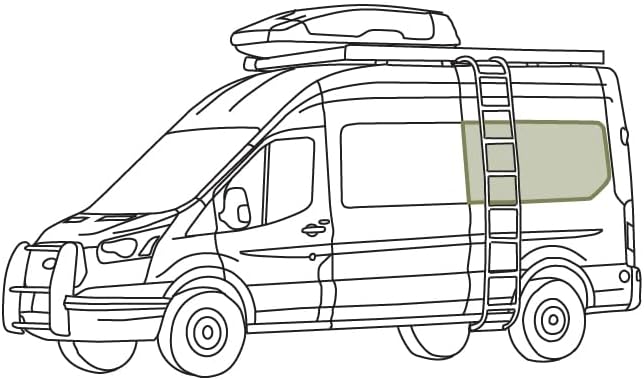 VanEssential Full Plastic Trim Rear Qtr LH (Driver Side) Window Cover Designed for Ford Transit High/Medium Roof 130 Length Van Year 2015 to Current - Charcoal Gray