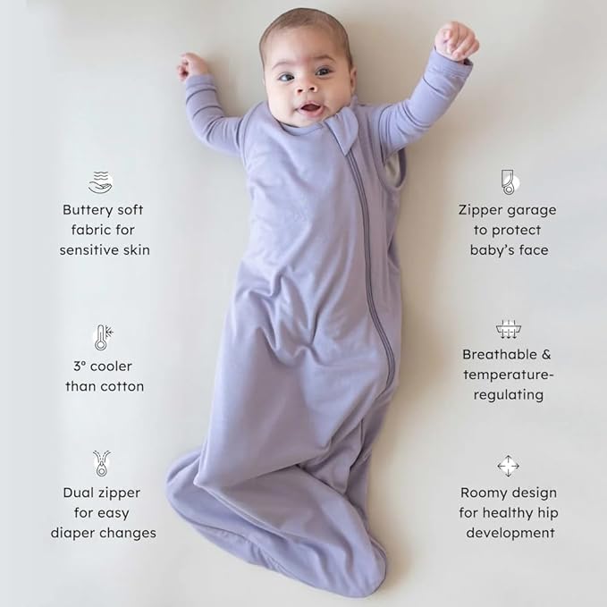 KYTE BABY Unisex Sleep Bag for Babies and Toddlers, 0.5 Tog, 97% Rayon made from Bamboo, 3% Spandex (Medium, Taro)