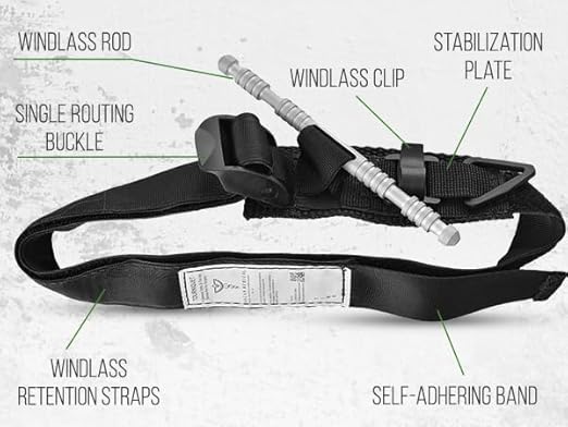 Military-Grade Tactical Combat Tourniquet Gen 8 - Severe Bleeding Control (Black) | Rapid One-Hand Application, Time-Stamped – First Aid, EMS, Law Enforcement, Civilian, Outdoor Survival