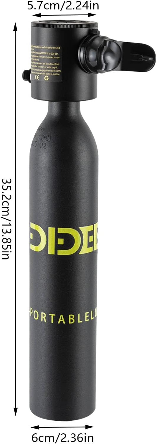 0.5L Mini Scuba Set, Scuba Diving Tank with Pump for Underwater Breathing, Portable Lung Air Tank Diving Oxygen Cylinder Kit, Reusable Scuba Diving Kit Gear for Emergency Rescue Boat Cleaning